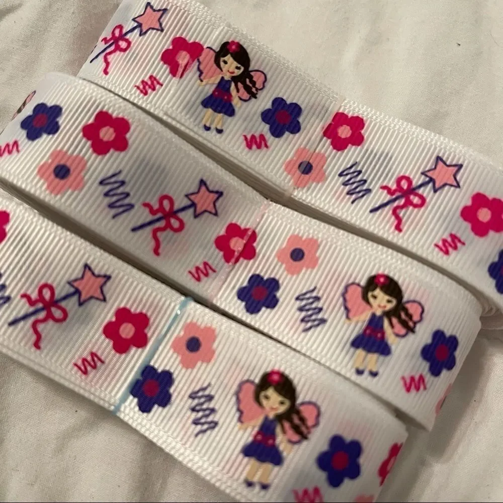 Grosgrain Ribbon 7/8” 5 yards yds 5/$20 NEW fairy flowers floral wand girl pink